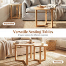 Round Nesting Coffee Table Set of 2 Wood Nesting End Tables with Thickened Top by DirectDeals