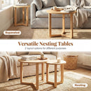 Round Nesting Coffee Table Set of 2 Wood Nesting End Tables with Thickened Top by LJGDeals