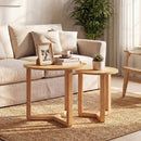 Round Nesting Coffee Table Set of 2 Wood Nesting End Tables with Thickened Top by DirectDeals