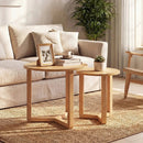 Round Nesting Coffee Table Set of 2 Wood Nesting End Tables with Thickened Top by LJGDeals