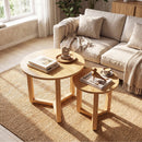 Round Nesting Coffee Table Set of 2 Wood Nesting End Tables with Thickened Top by DirectDeals