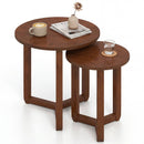 Round Nesting Coffee Table Set of 2 Wood Nesting End Tables with Thickened Top by LJGDeals