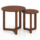 Round Nesting Coffee Table Set of 2 Wood Nesting End Tables with Thickened Top by DirectDeals
