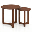 Round Nesting Coffee Table Set of 2 Wood Nesting End Tables with Thickened Top by LJGDeals