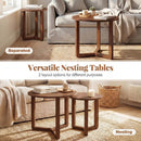 Round Nesting Coffee Table Set of 2 Wood Nesting End Tables with Thickened Top by LJGDeals