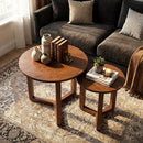 Round Nesting Coffee Table Set of 2 Wood Nesting End Tables with Thickened Top by LJGDeals