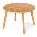 Round Outdoor Acacia Wood Side Table with Slatted Tabletop by LJGDeals