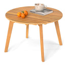 Round Outdoor Acacia Wood Side Table with Slatted Tabletop by LJGDeals