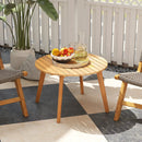 Round Outdoor Acacia Wood Side Table with Slatted Tabletop by LJGDeals