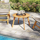 Round Outdoor Acacia Wood Side Table with Slatted Tabletop by LJGDeals