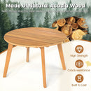Round Outdoor Acacia Wood Side Table with Slatted Tabletop by LJGDeals
