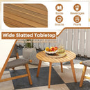 Round Outdoor Acacia Wood Side Table with Slatted Tabletop by LJGDeals