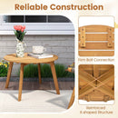 Round Outdoor Acacia Wood Side Table with Slatted Tabletop by LJGDeals
