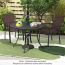 Round Patio Dining Table 42.5 Inch Metal Slat Table with Umbrella Hole by LJGDeals