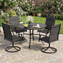 Round Patio Dining Table 42.5 Inch Metal Slat Table with Umbrella Hole by DirectDeals