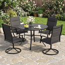 Round Patio Dining Table 42.5 Inch Metal Slat Table with Umbrella Hole by LJGDeals