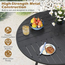 Round Patio Dining Table 42.5 Inch Metal Slat Table with Umbrella Hole by DirectDeals
