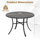 Round Patio Dining Table 42.5 Inch Metal Slat Table with Umbrella Hole by DirectDeals