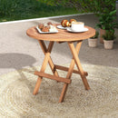 Round Patio Folding Coffee Table Indonesia Teak Wood with Slatted Tabletop by LJGDeals