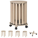 Round Portable Wood Nesting Stools with Locking Casters by LJGDeals