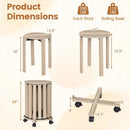 Round Portable Wood Nesting Stools with Locking Casters by LJGDeals