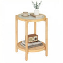 Round Side Table 2-Tier Boho End Table with Tempered Glass Top by LJGDeals