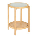 Round Side Table 2-Tier Boho End Table with Tempered Glass Top by LJGDeals