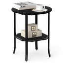 Round Side Table Small End Table with Storage Shelf 2-Tier Nightstand for Small Space