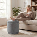 Round Storage Ottoman Foot Rest with Removable Lid and Acacia Wood Frame by LJGDeals