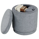 Round Storage Ottoman Foot Rest with Removable Lid and Acacia Wood Frame by LJGDeals