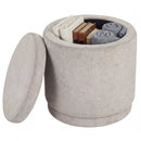 Round Storage Ottoman Foot Rest with Removable Lid and Acacia Wood Frame by LJGDeals