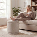 Round Storage Ottoman Foot Rest with Removable Lid and Acacia Wood Frame by LJGDeals