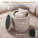 Round Storage Ottoman Foot Rest with Removable Lid and Acacia Wood Frame by LJGDeals