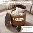 Round Storage Ottoman with Acacia Wood Frame for Living Room and Bedroom by LJGDeals