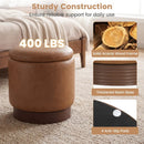 Round Storage Ottoman with Acacia Wood Frame for Living Room and Bedroom by LJGDeals