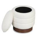 Round Storage Ottoman with Acacia Wood Frame for Living Room by DirectDeals