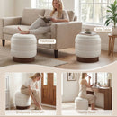 Round Storage Ottoman with Acacia Wood Frame for Living Room by LJGDeals