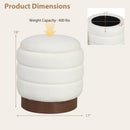 Round Storage Ottoman with Acacia Wood Frame for Living Room by LJGDeals