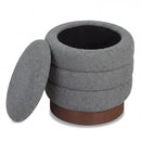 Round Storage Ottoman with Acacia Wood Frame for Living Room by DirectDeals