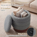 Round Storage Ottoman with Acacia Wood Frame for Living Room by DirectDeals