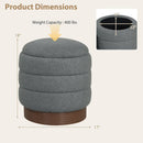 Round Storage Ottoman with Acacia Wood Frame for Living Room by DirectDeals