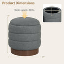 Round Storage Ottoman with Acacia Wood Frame for Living Room by LJGDeals