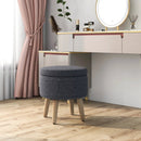 Round Storage Ottoman with Rubber Wood Legs and Adjustable Foot Pads by LJGDeals