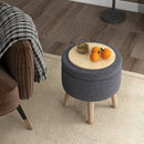 Round Storage Ottoman with Rubber Wood Legs and Adjustable Foot Pads by LJGDeals