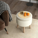 Round Storage Ottoman with Rubber Wood Legs and Adjustable Foot Pads by LJGDeals