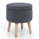 Round Storage Ottoman with Rubber Wood Legs and Adjustable Foot Pads by LJGDeals