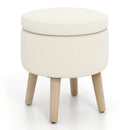 Round Storage Ottoman with Rubber Wood Legs and Adjustable Foot Pads by LJGDeals