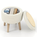 Round Storage Ottoman with Rubber Wood Legs and Adjustable Foot Pads by LJGDeals