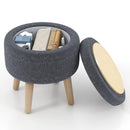 Round Storage Ottoman with Rubber Wood Legs and Adjustable Foot Pads by LJGDeals