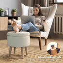 Round Storage Ottoman with Rubber Wood Legs and Adjustable Foot Pads by LJGDeals
